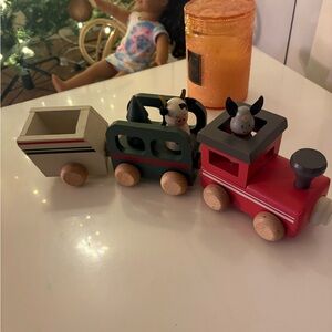 Hearth & Hand Wooden Toy Train Set - Red, Green, and Gray